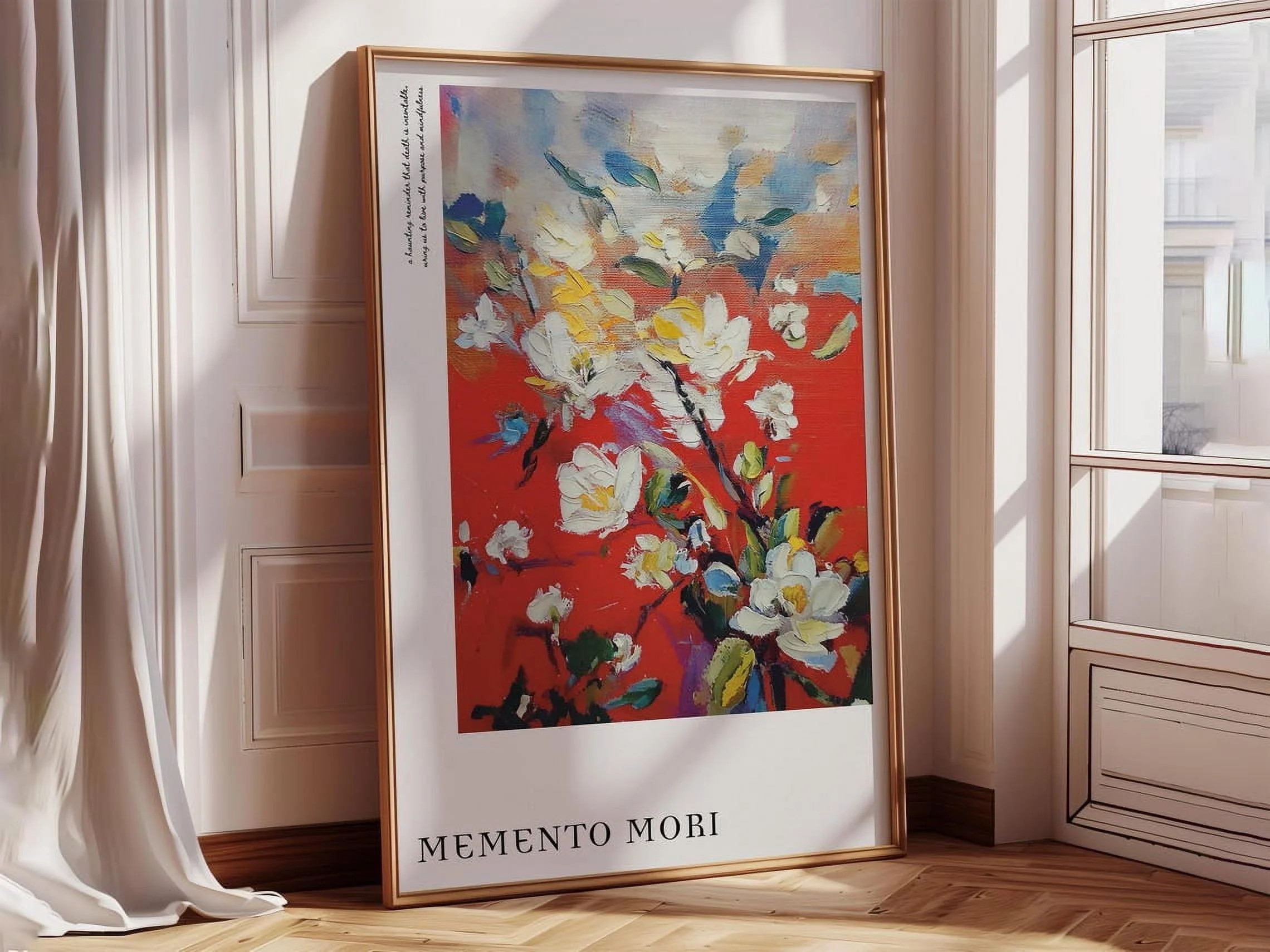 Kna Prints - Memento Mori Red Retro Roses Poster, Romantic Floral Vintage Print, Cottagecore Apar... | Walmart (US)