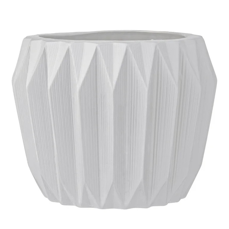 Bloomingville White Fluted Stoneware Flower Pot | Walmart (US)