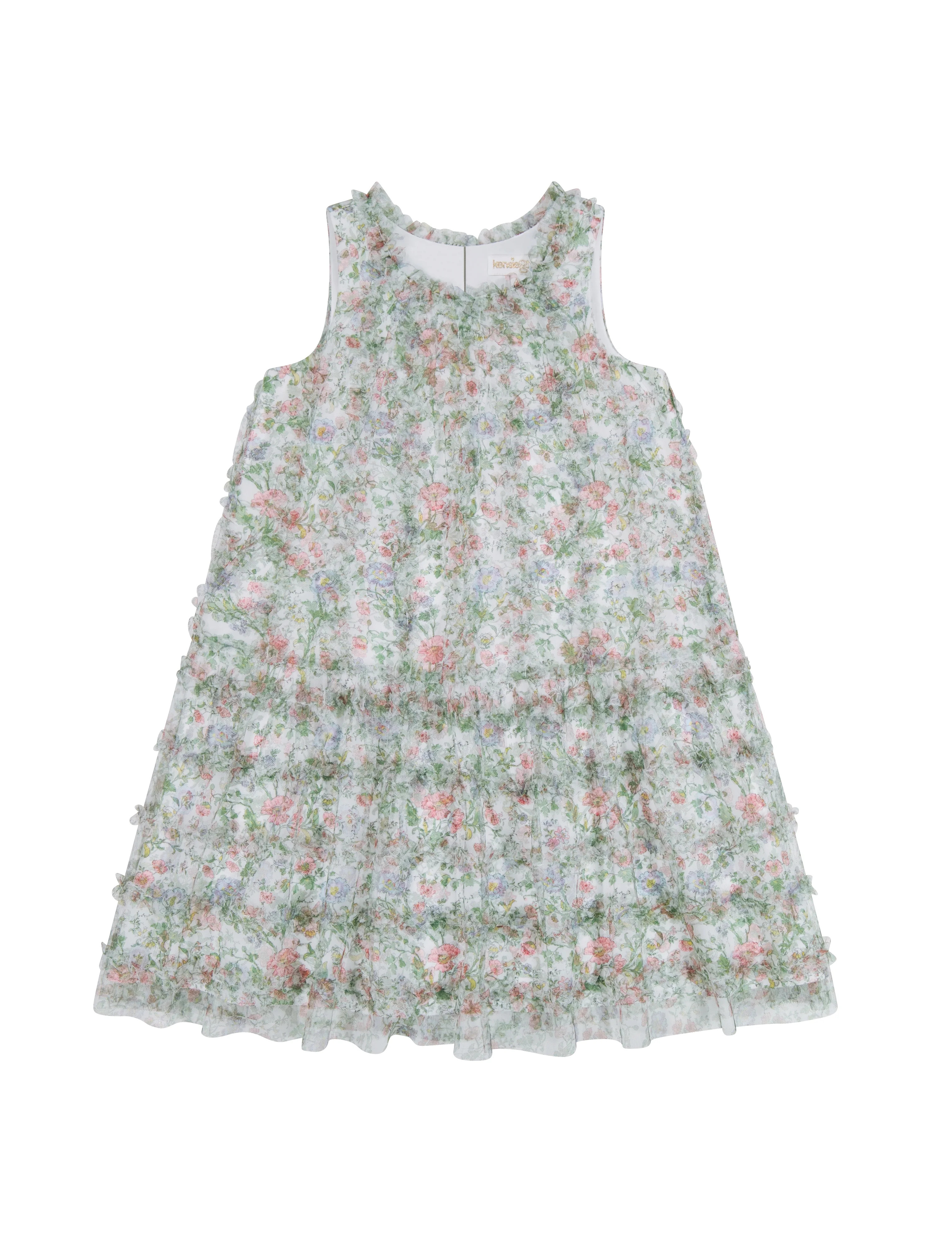 Kensie Girl Printed Mesh Ruffle Sleeveless Dress, Sizes 4-16 | Walmart (US)