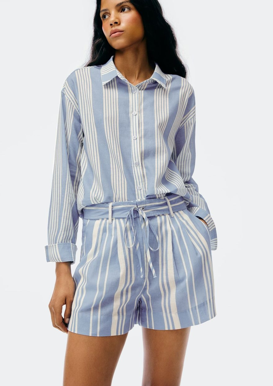 shorts feminino fio tinto - azul | Hering (BR)