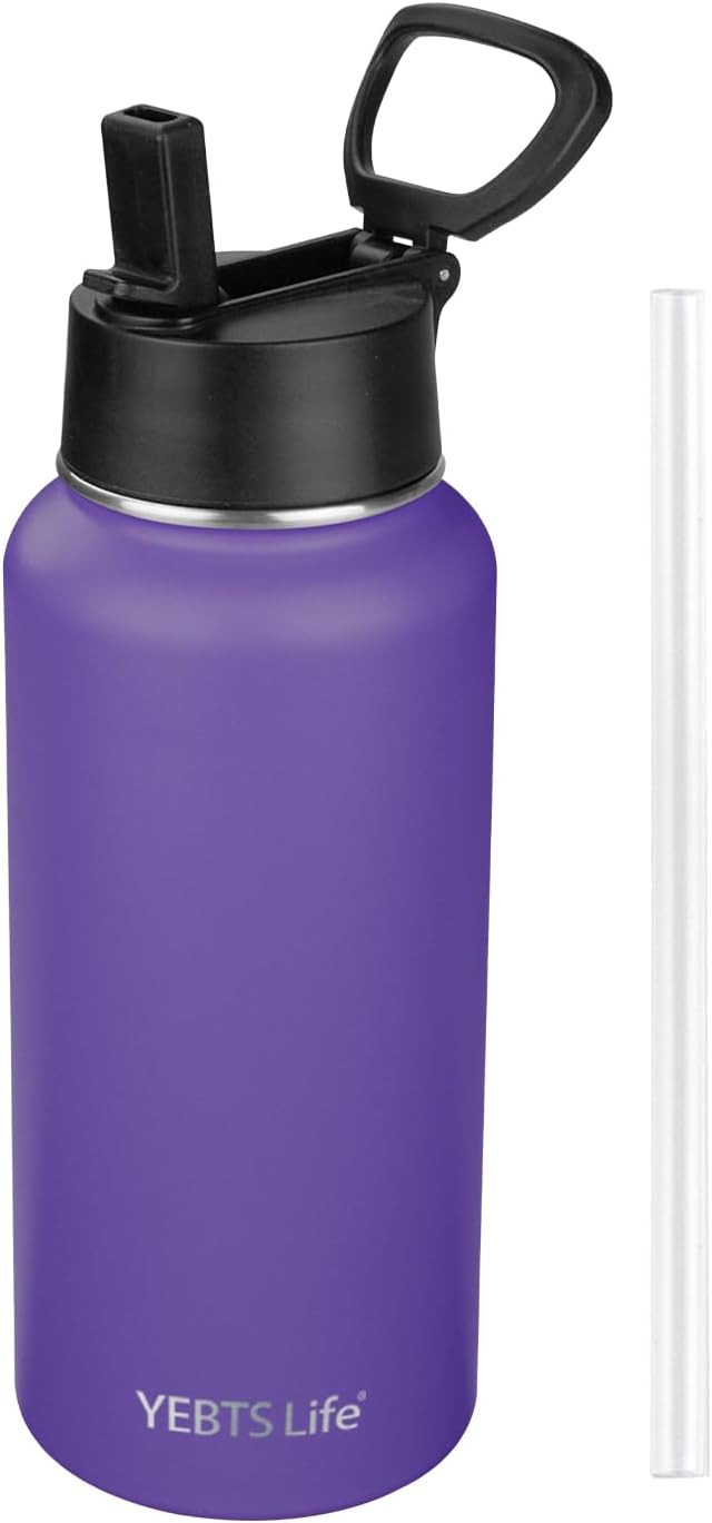 Insulated Water Bottle With Straw,32 oz Vacuum Insulated Stainless Steel Sports Water Flask,Keeps... | Amazon (US)