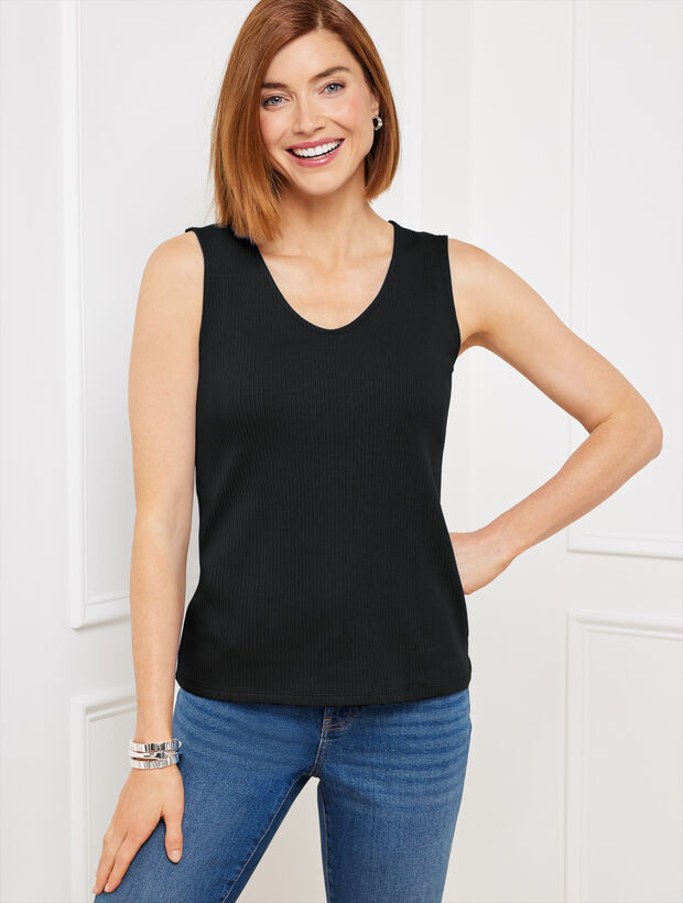 Ribbed V-Neck Tank | Talbots