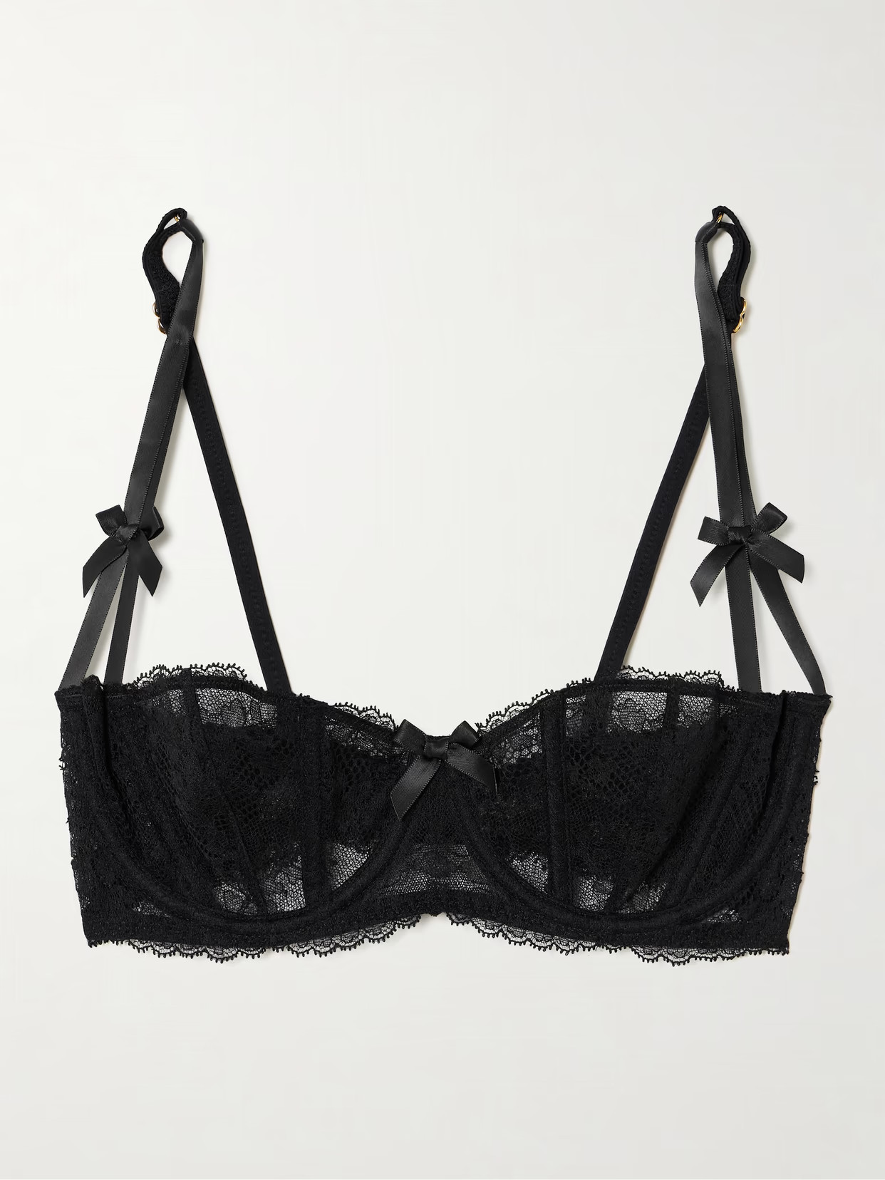 Agent Provocateur - Love Bow-embellished Leavers Lace Underwired Bra - Black | NET-A-PORTER (US)