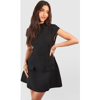 Womens High Neck Structured Tailored Mini Dress - Black - 4 | boohoo (US & Canada)