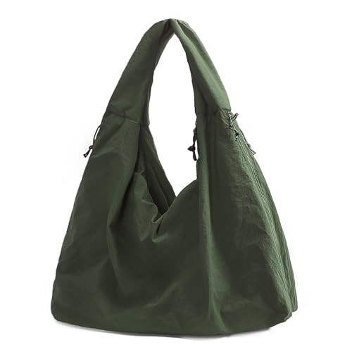 KAMEILONG Large Nylon Hobo Bag Women Crescent Shoulder Bag Vintage Tote Bag Casual Shopper Handbag for Women (Green) | Amazon (US)