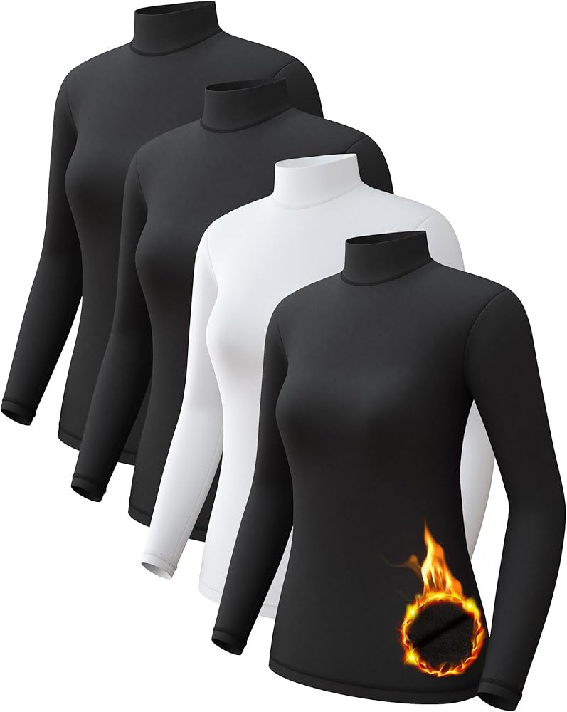 CL convallaria Turtleneck Thermal Underwear Shirts Women Fleece Lined Base Layer Tops Long Sleeve... | Amazon (US)