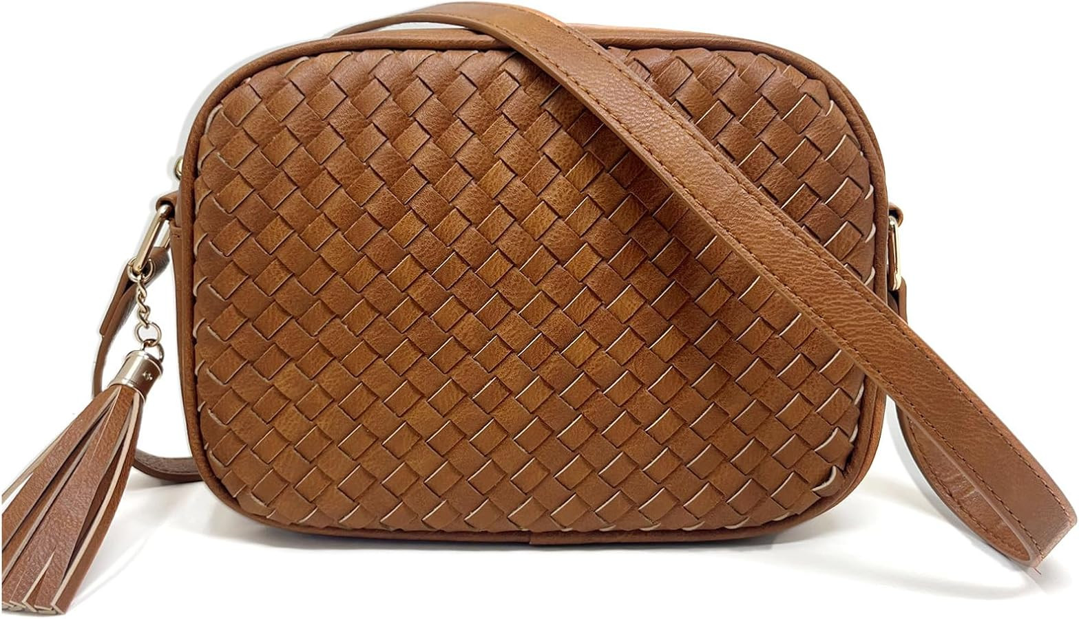 AFKOMST Woven Crossbody Bags for Women Small Summer Purse and Boho Handbags with Tassels,Vegen Le... | Amazon (US)