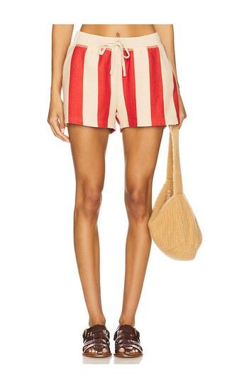 Monroe Shorts in Red Beige Stripe | Revolve Clothing (Global)