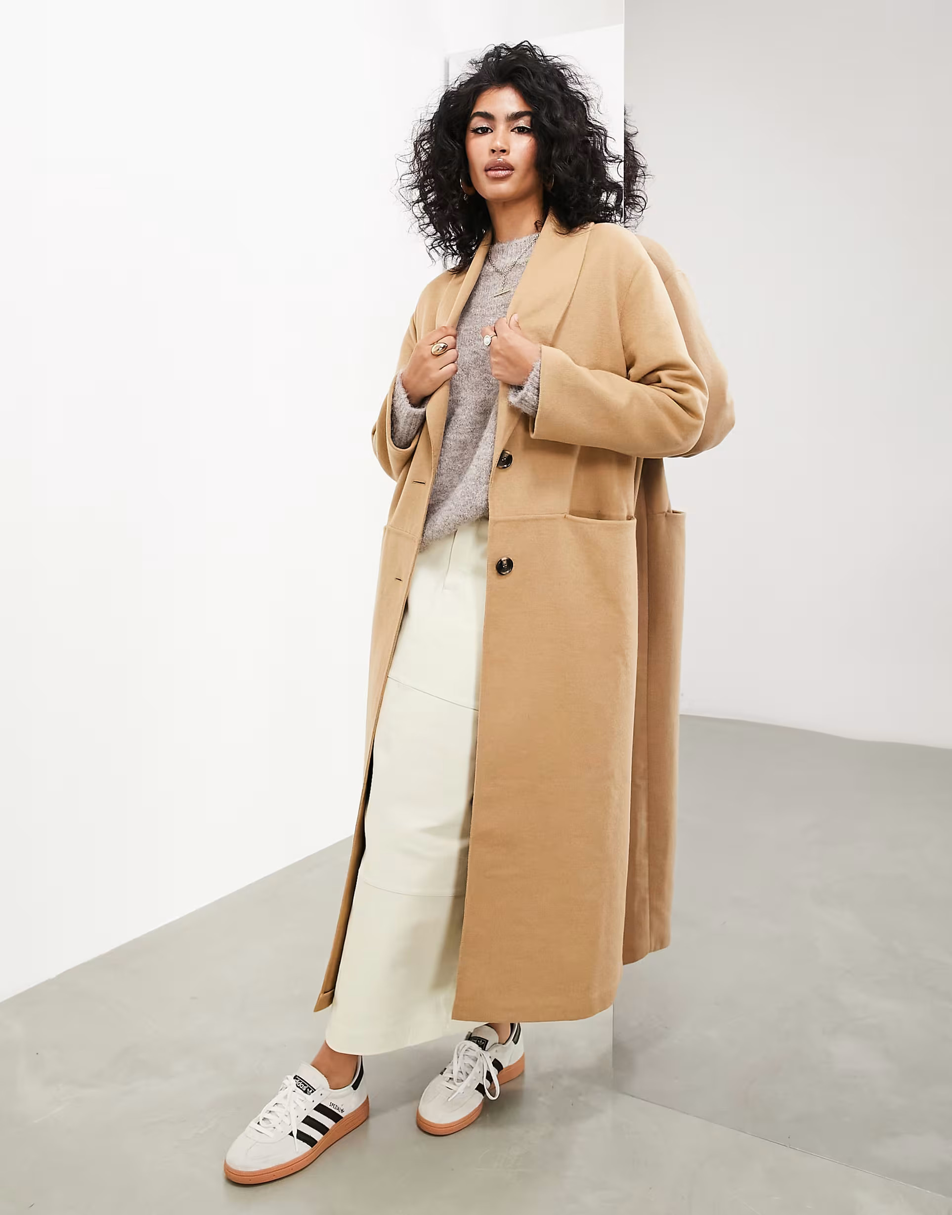 ASOS EDITION wool mix clean maxi coat in camel | ASOS (Global)