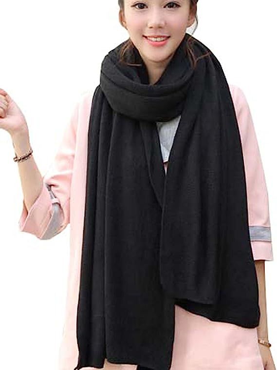 Wander Agio Womens Warm Winter Infinity Scarves Set Blanket Scarf Pure Color | Amazon (US)