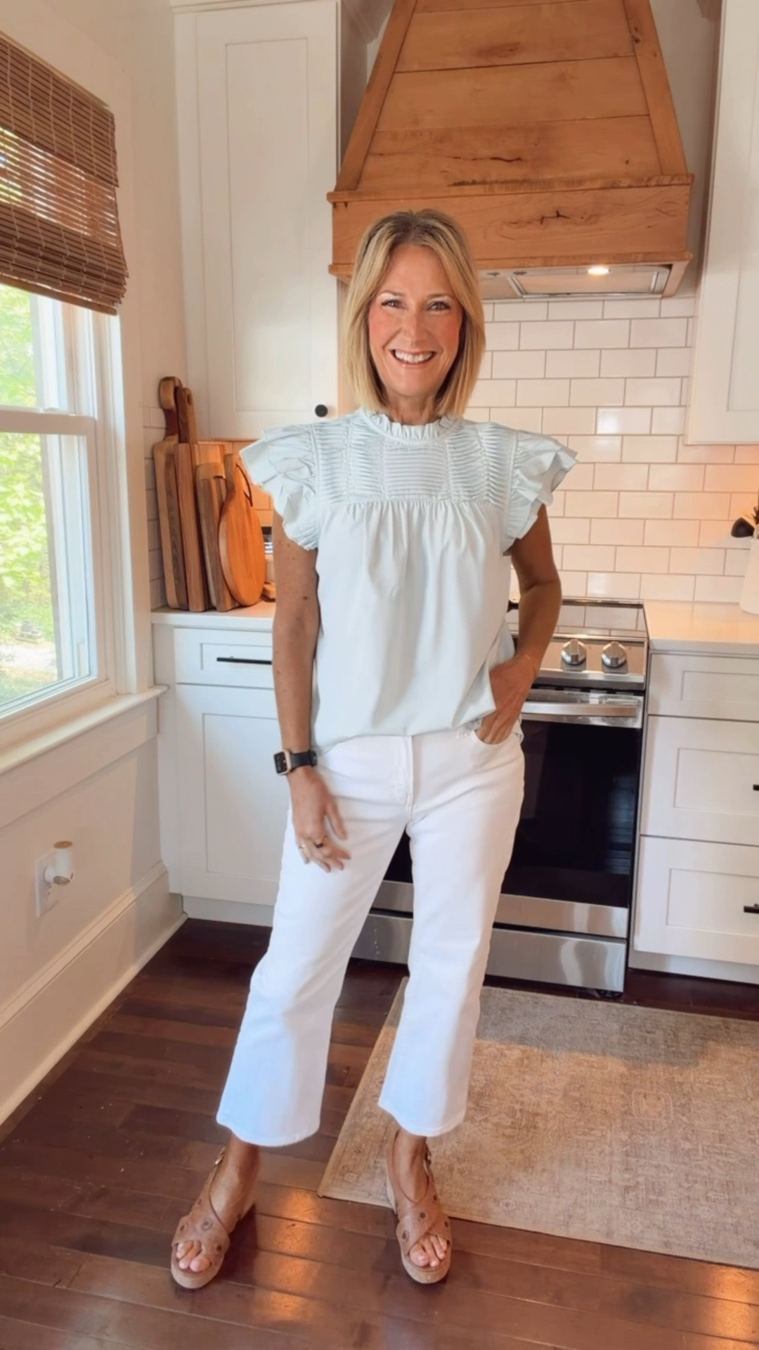 Soft pastel top • ruffle sleeve detail • feminine spring style • easy everyday outfit • pretty pastel look • casual chic style • lightweight spring top • soft feminine details

#LTKootd #LTKgrwm #LTKOver40
