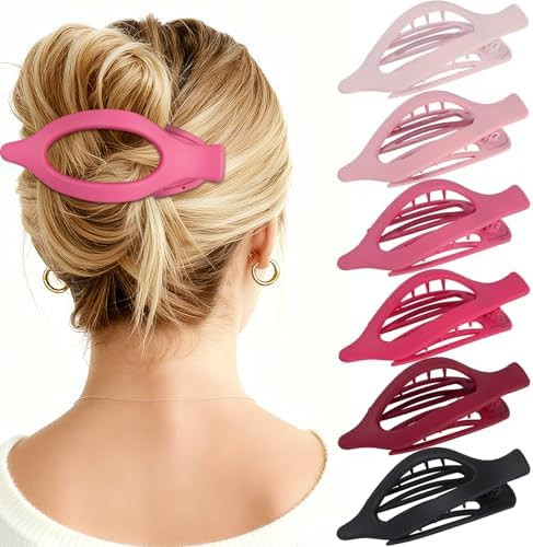 Flat Hair Clips for Women - 6 PCS French Flat Claw Clips Medium Hair Clips for Girls Large Hair C... | Amazon (US)