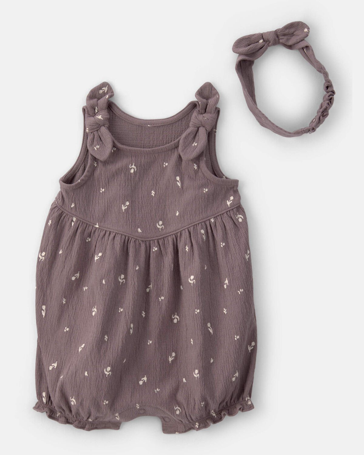 Baby Girl 2-Piece Floral Sleeveless Romper Set - Brown | Carter's | Carter's Inc