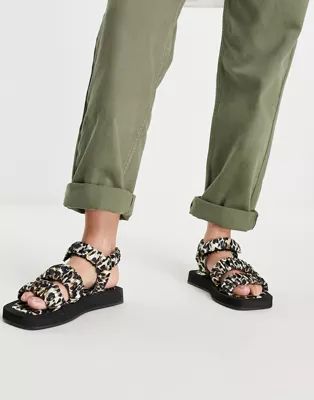 Topshop Panama ruched strappy sandal in leopard | ASOS (Global)