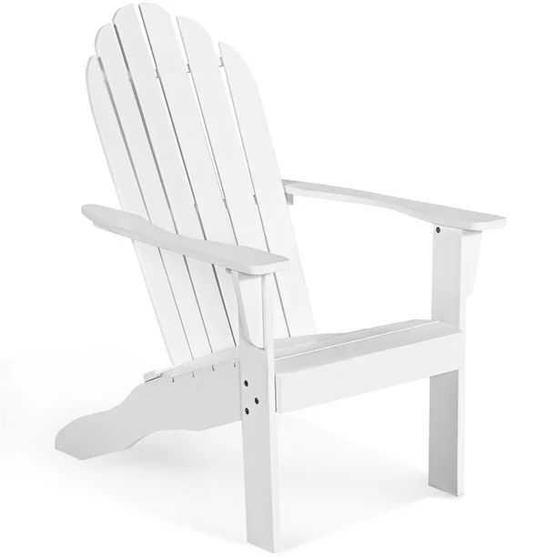 Costway Outdoor Adirondack Chair Accent Chair Solid Wood Durable Patio Garden Furniture White | Walmart (US)