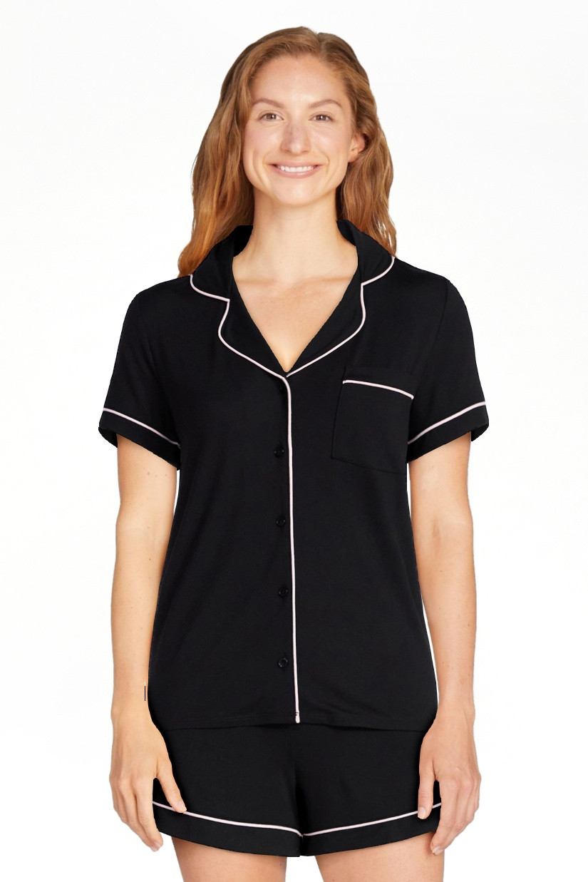 Joyspun Women's Dreamy Soft Collection Notch Top and Shorts Pajama Set, 2-Piece, Sizes XS-3X | Walmart (US)