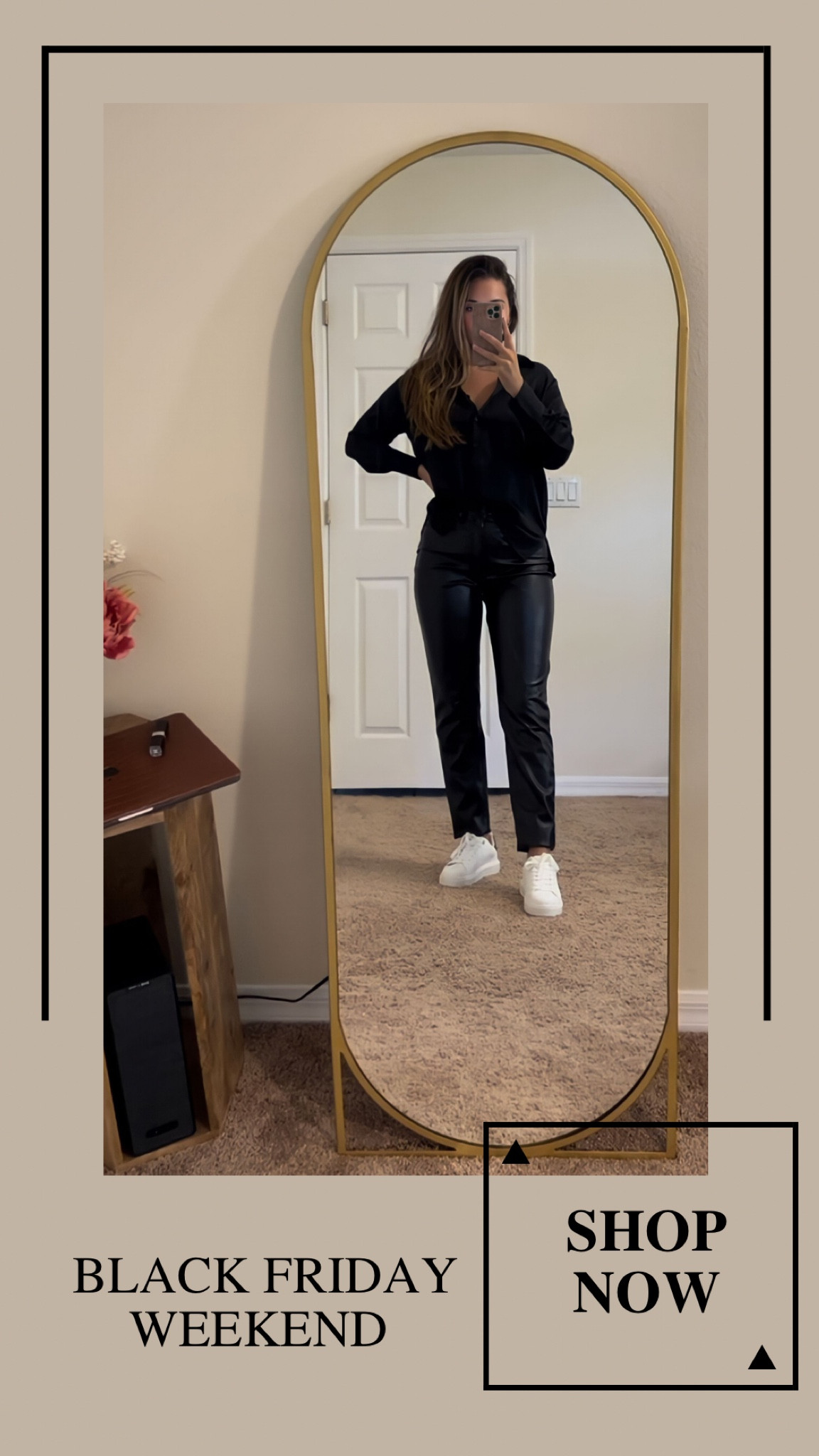 This blouse is on sale for $15 and these faux leather pants are 50% off !! Shop Black Friday deals ! 

For reference I sized down on the top 
•
•
•
•
#blackfriday #blackfridaydeal #blackfridaydeals #target #targetstyle #under20 #satinblouse #whitesneakers #fauxleatherpants #fall #fallfashion #winter #winteroutfit #holiday #holidayoutfit #LTKgiftguide #giftidea #gift 

#LTKunder50 #LTKsalealert #LTKCyberweek