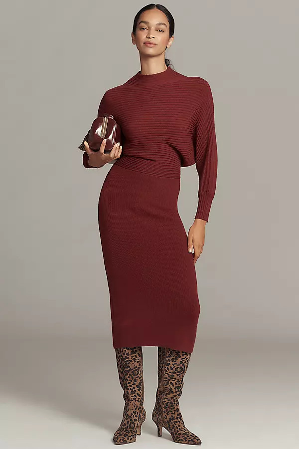Long-Sleeve Slim Sweater Midi Dress | Anthropologie (US)