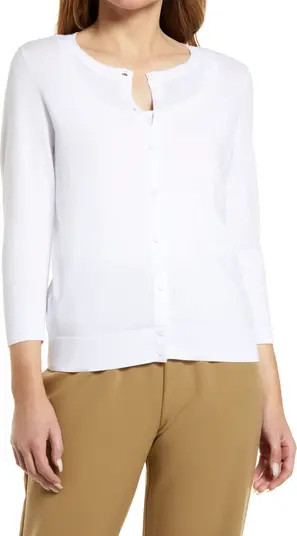 Nordstrom Crewneck Pima Cotton Blend Cardigan | Nordstrom | Nordstrom