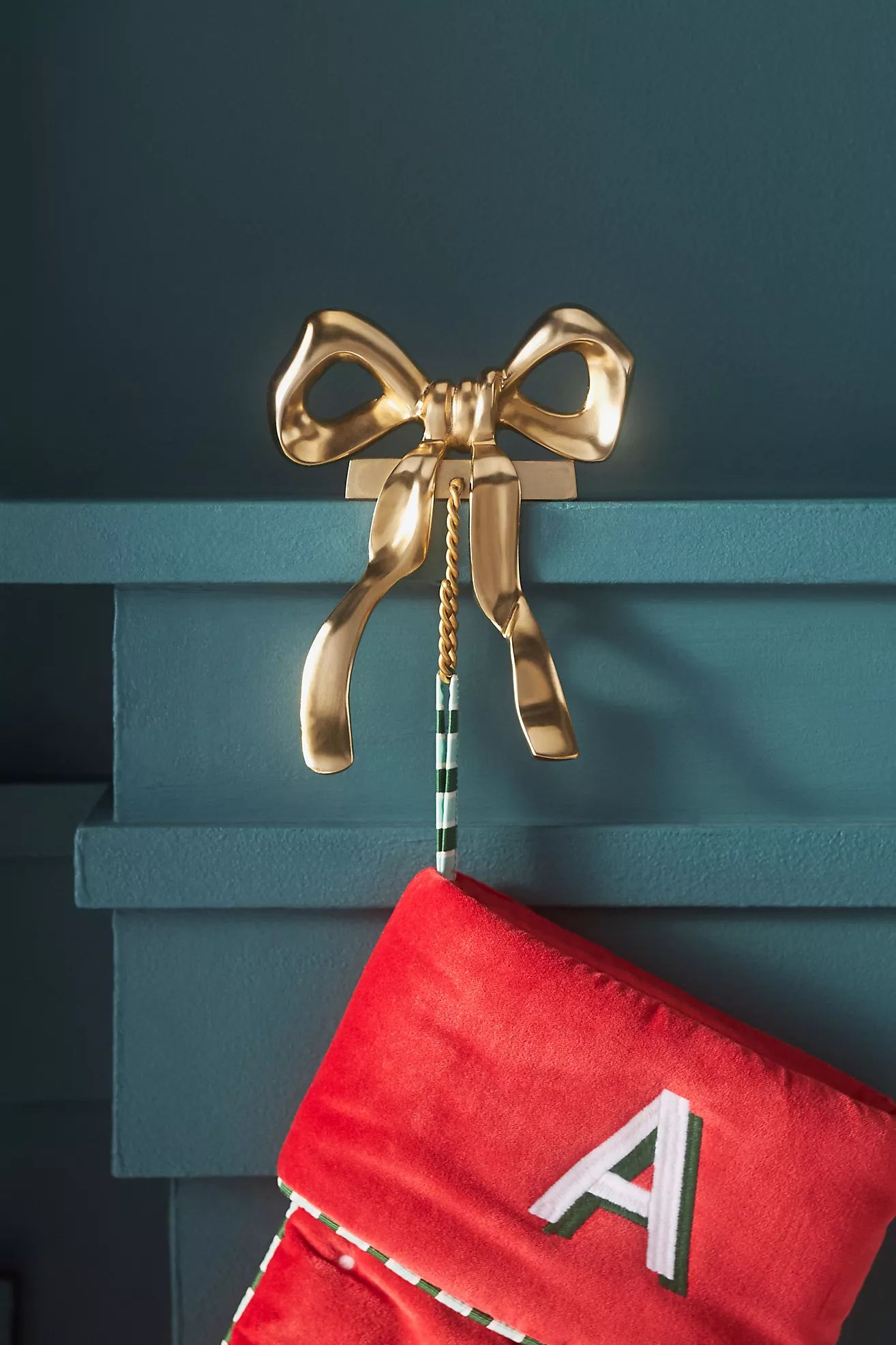 Gold Bow Metal Stocking Holder | Anthropologie (US)