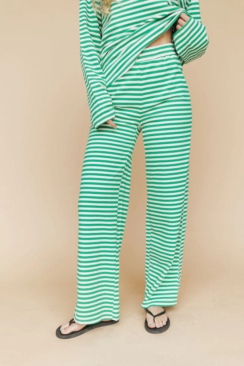 Lauren Stripe Pants in Green | Henly
