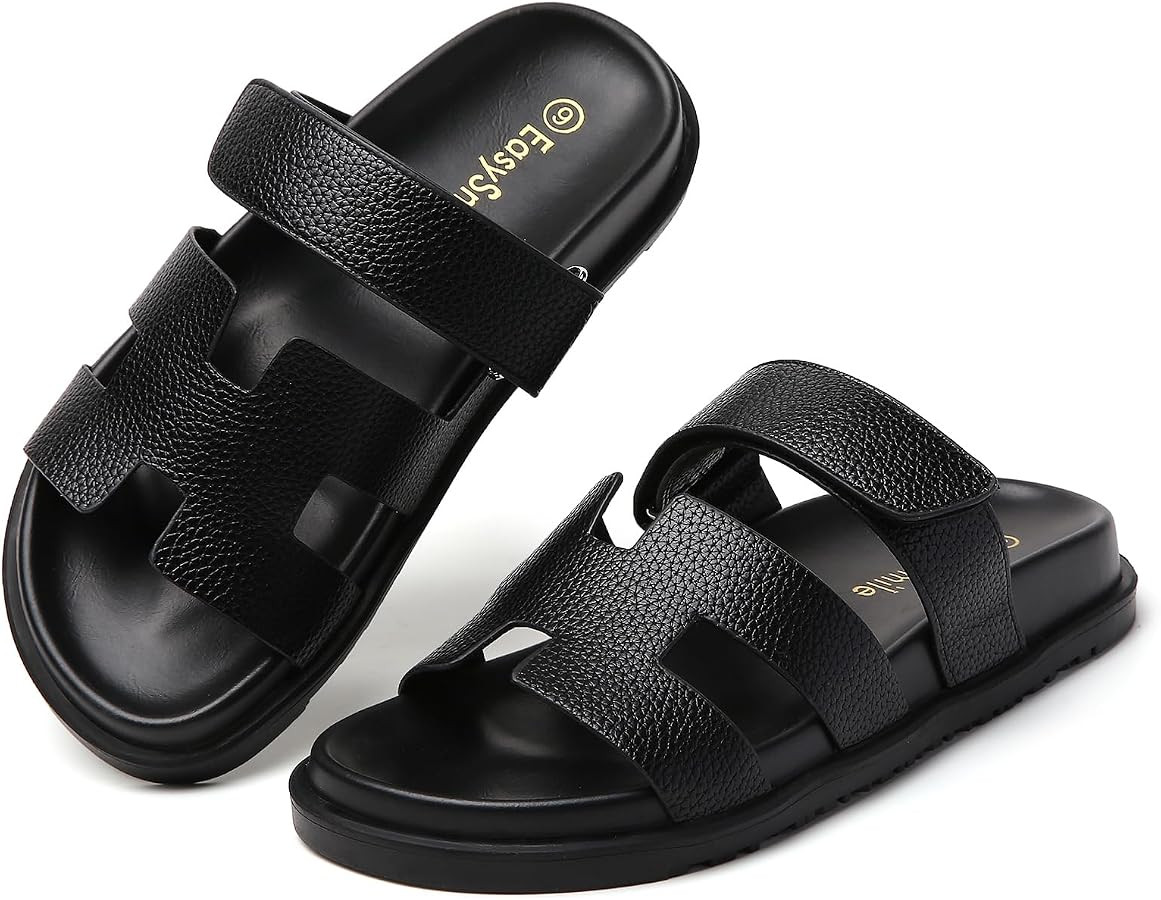 Women\u2018s Flats Sandals Casual Comfort Adjustable Strap Slip On Leather Walking Shoes(2026 Siz... | Amazon (US)