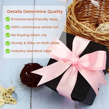 Ribbli Double Faced Light Pink Baby Pink Satin Ribbon,1” x Continuous 25 Yards,Use for Bows Bou... | Amazon (US)