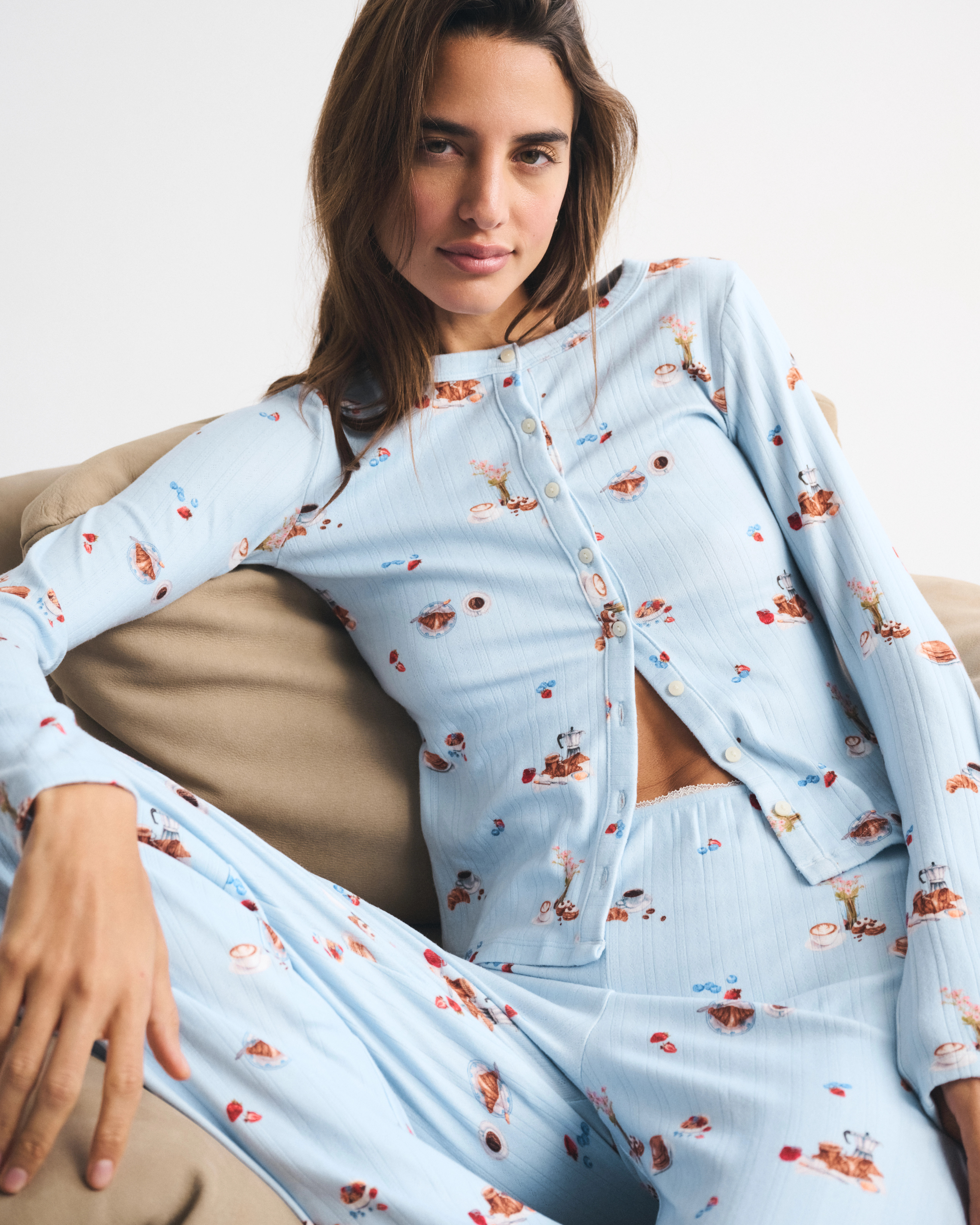 Long-Sleeve Pointelle Sleep Top | Abercrombie & Fitch (US)