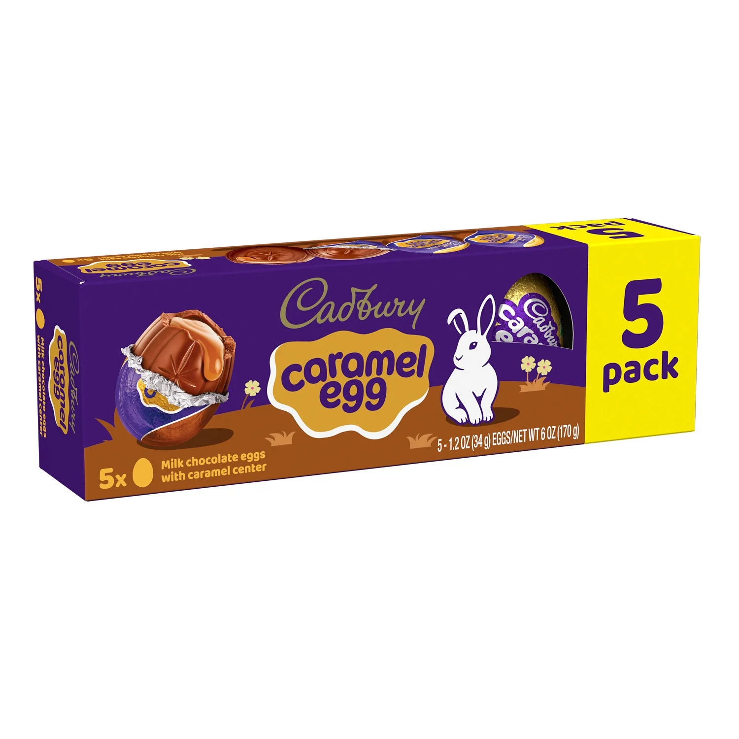Cadbury Caramel Egg Milk Chocolate Caramel Easter Candy, Pack 1.2 oz, 5 Pieces | Walmart (US)