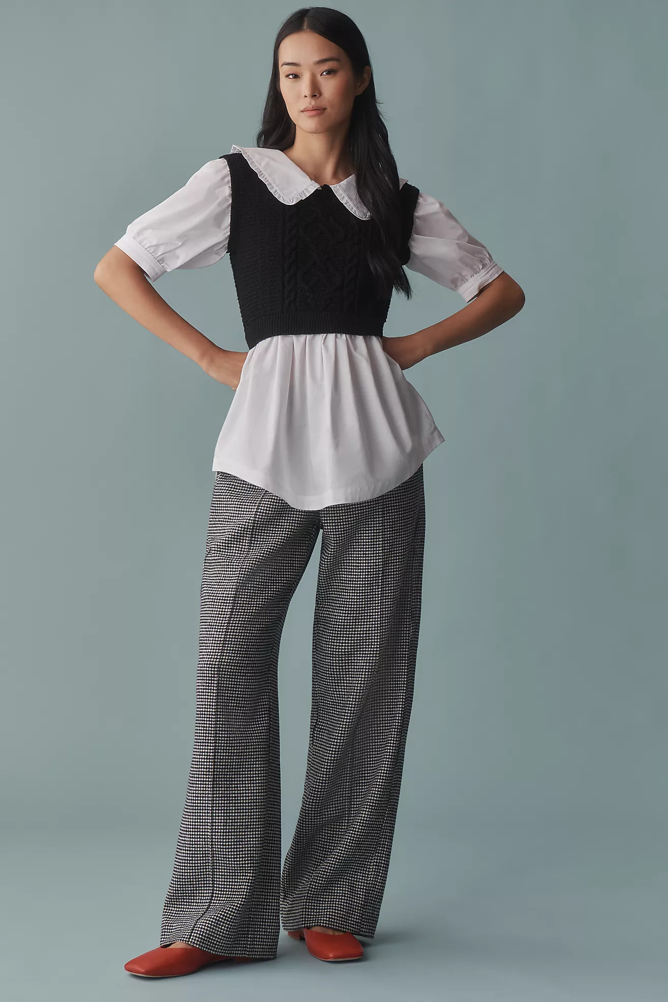 Maeve Peter Pan Collar Twofer Sweater Top | Anthropologie (US)