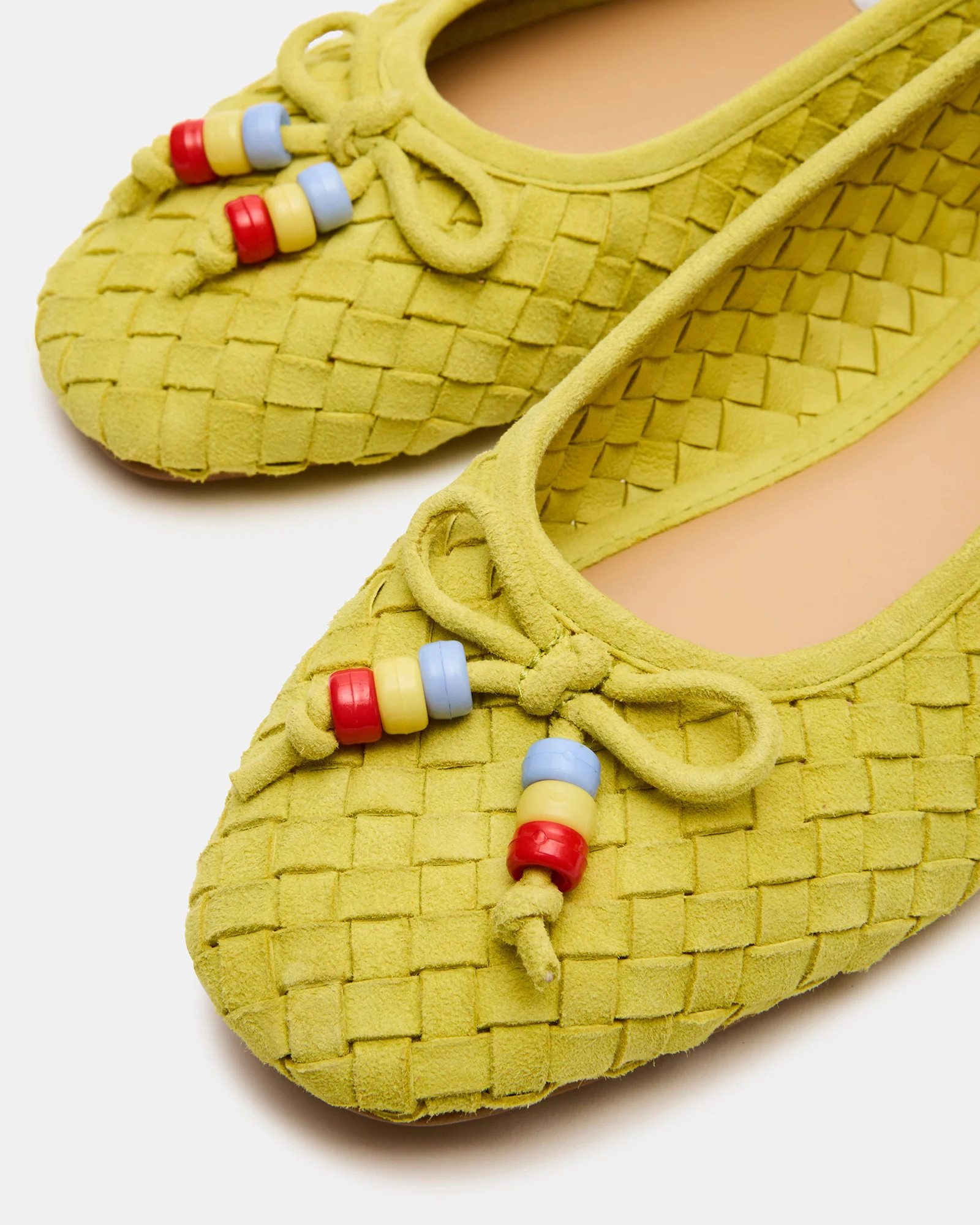DIVY Lime Leather Woven Bow Ballet Round-Toe Women's Flat | Steve Madden (US)