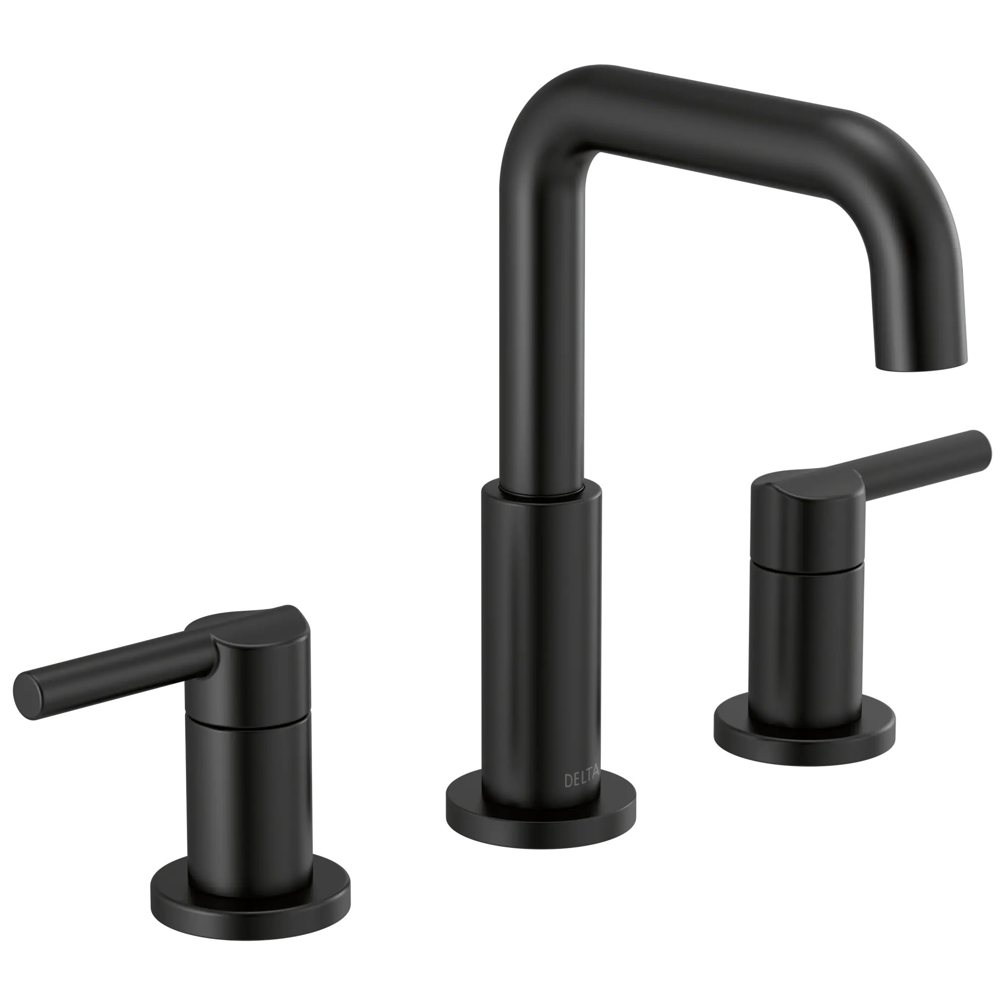 Delta Nicoli Black Matte Black Widespread 2-handle WaterSense Mid-arc Residential Handle Bathroom Sink Faucet with Drain one_size | 35849LF-BL | Lowe's