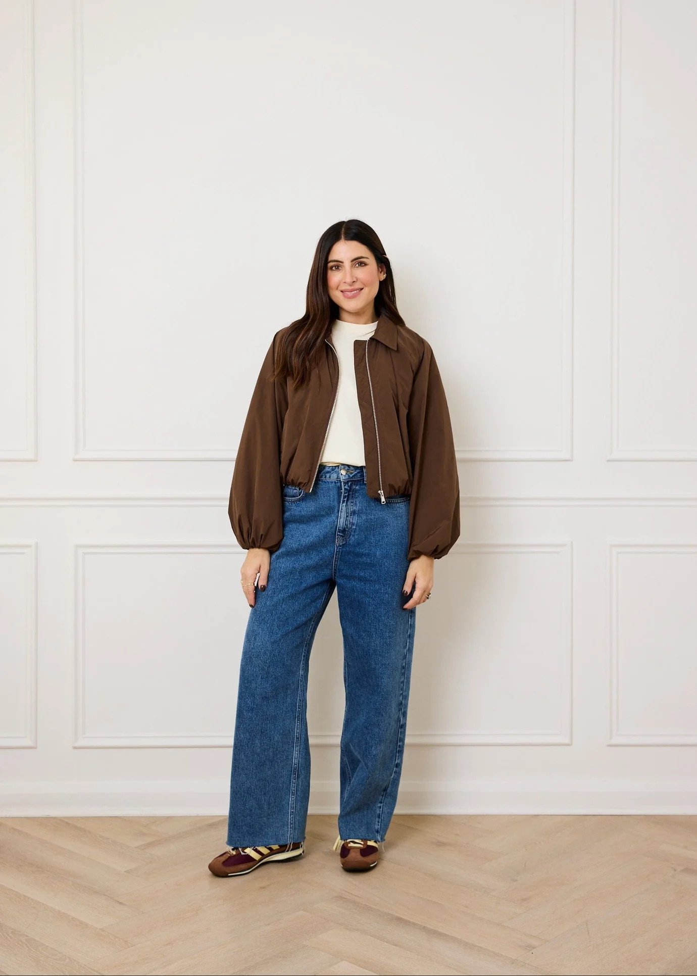 CROPPED VOLUME BOMBER JACKET - MOCHA | WAT The Brand