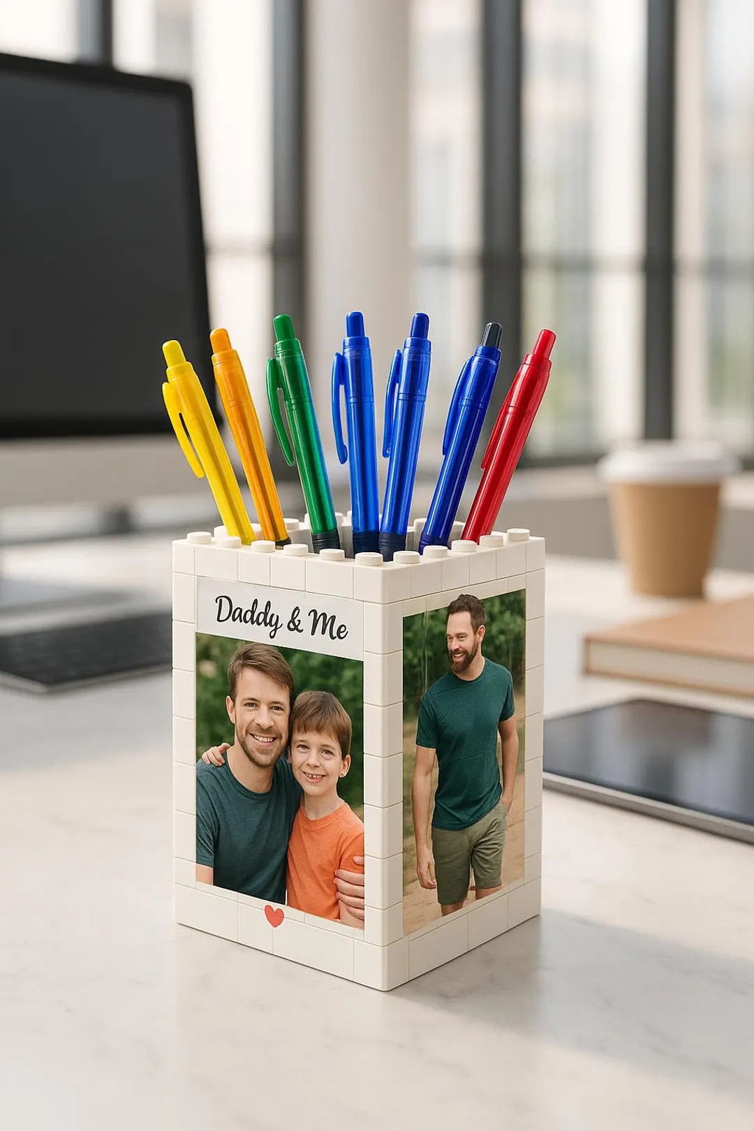 Cusom Photo Brick Pencil Pot for Dad \u2013 Brick-inspired Organizer, Gift for Him From Kids, Gif... | Etsy (Global)