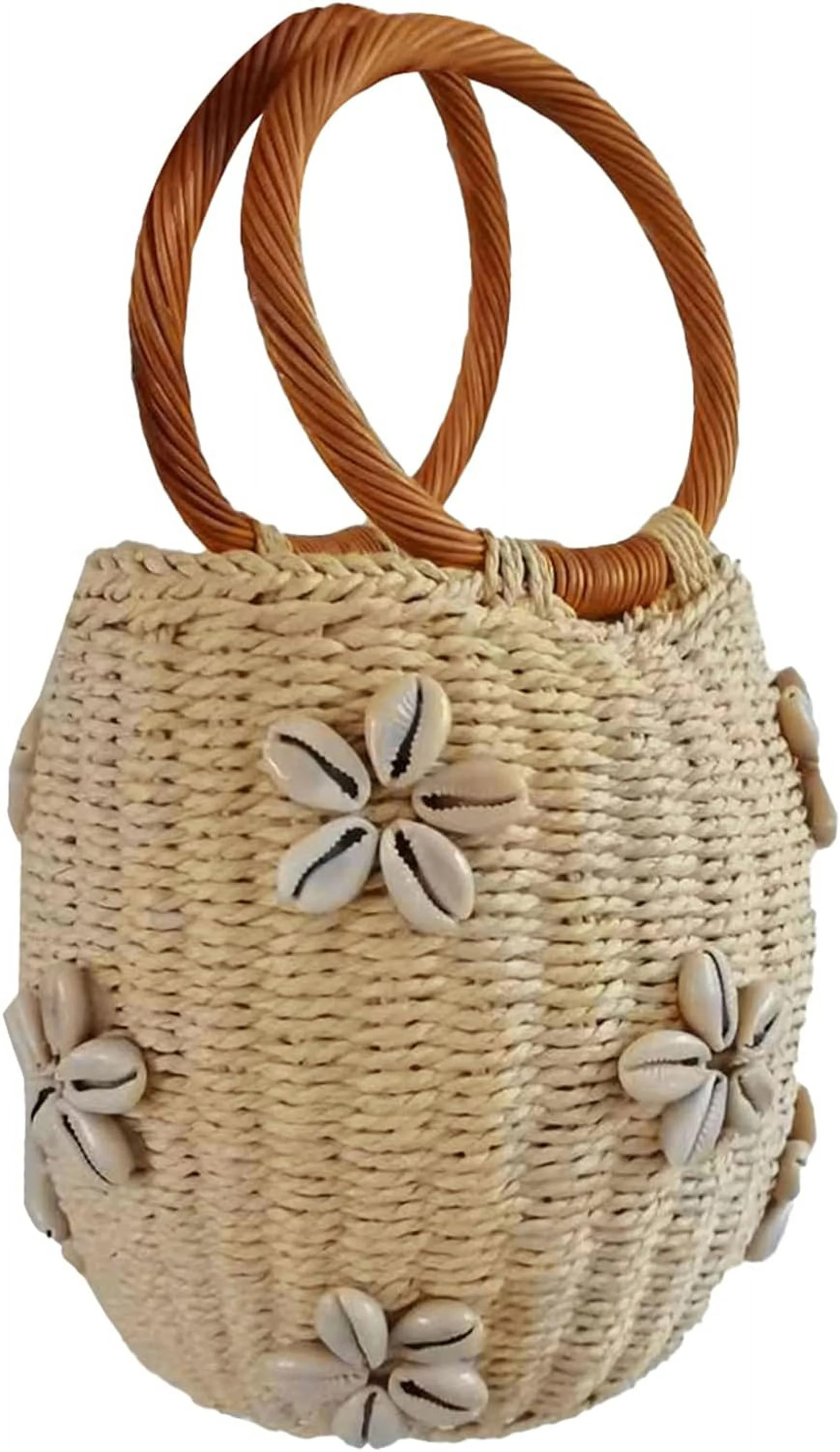 JLMMEN Summer Straw Bag for Women Pearl Flower Bucket Tote Bag Diamond Handbag Hand Woven Rattan ... | Walmart (US)