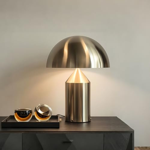 MIXL - Cordless Gold Table Lamp with Dome Shade,Rechargeable Metal Desk Lamp,3-Color Touch Portable Lamp,Mid Century Modern Desk Light for Living Room Office | Amazon (US)