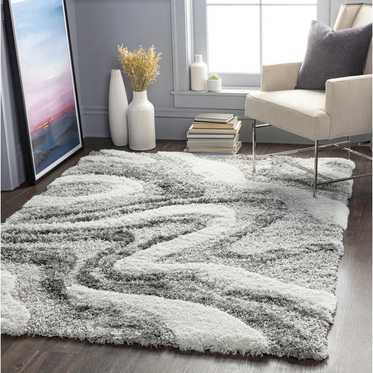 Dittman Machine Woven Abstract Gray Area Rug | Wayfair North America