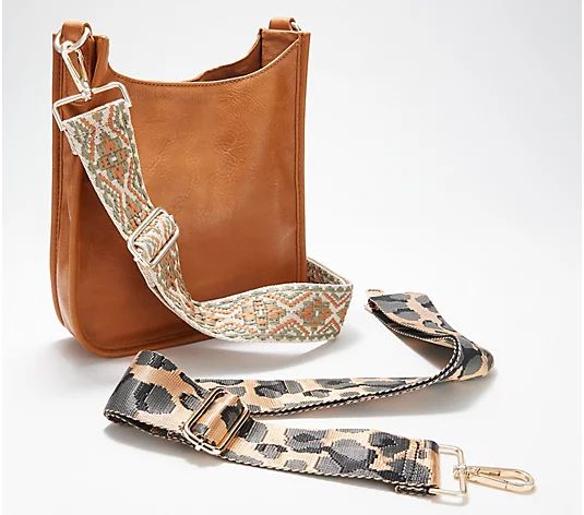 AHDORNED Medium Faux Leather Crossbody with Extra Strap | QVC