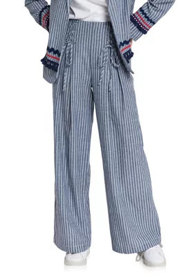 Free The Roses Women's Striped Pants, Navy Blue, XS | Belk