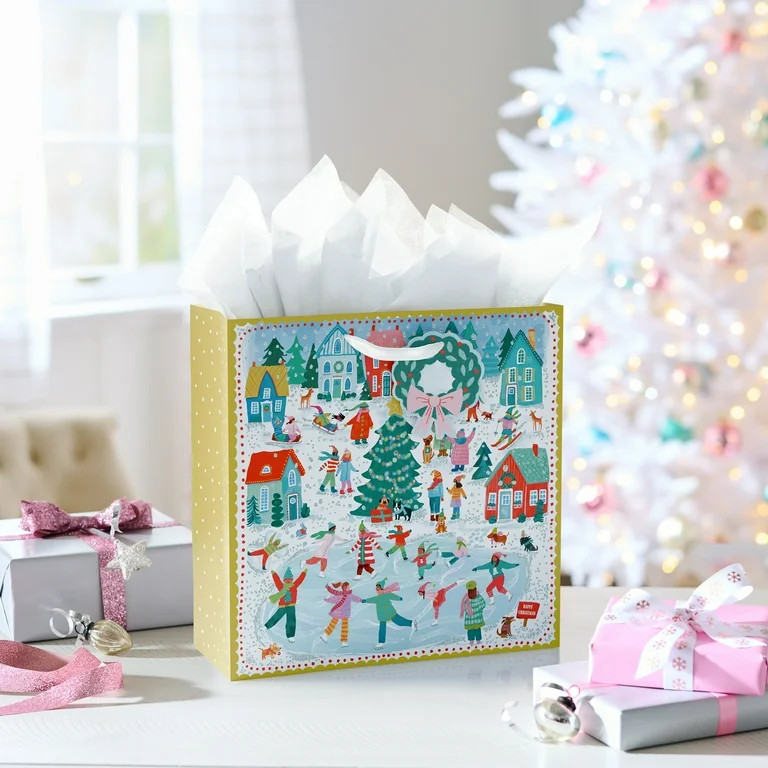 American Greetings 12 in. Large Christmas Square Gift Bag, People (1-Count) | Walmart (US)