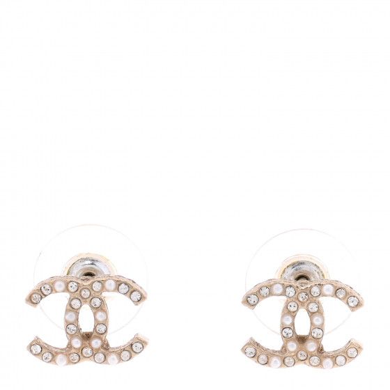 CHANEL Crystal Pearl CC Earrings Gold | FASHIONPHILE | FASHIONPHILE (US)