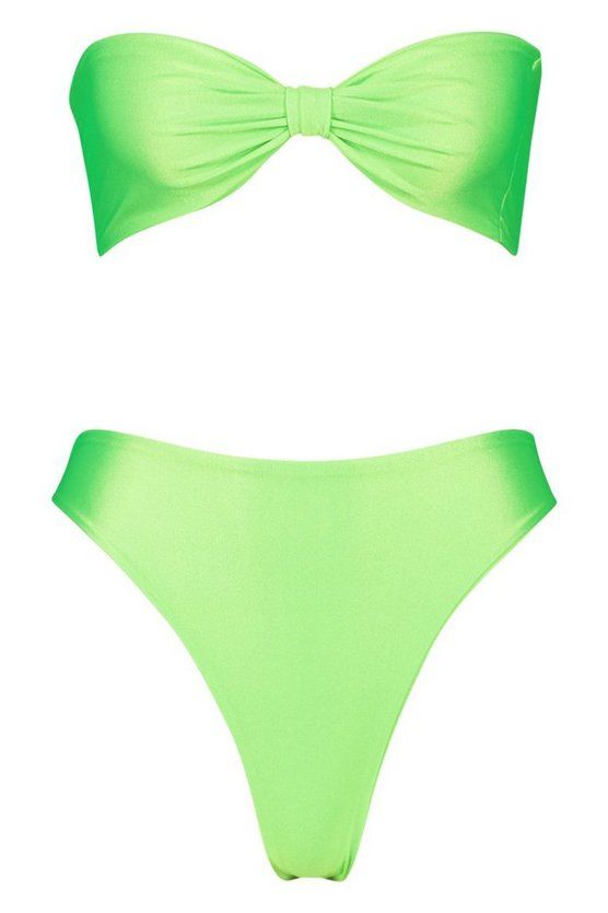 Neon Knotted Bandeau Bikini | Boohoo.com (US & CA)