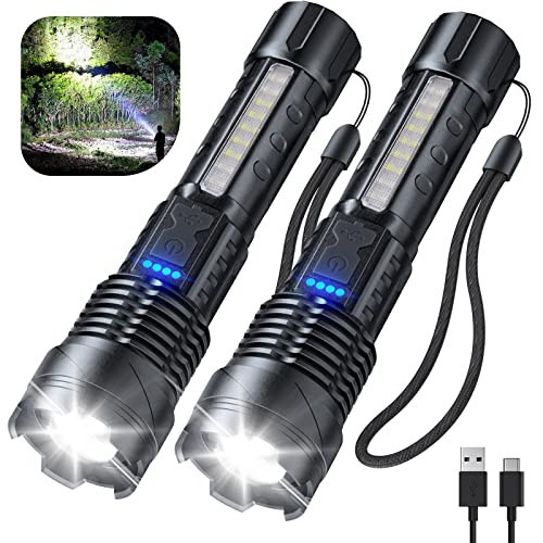 Cinlinso Flashlight High Lumens Rechargeable 2 Pack, 990000 Lumen Super Bright Led Flashlights with 7 Light Modes, IPX6 Waterproof, Powerful Handheld Flash Light for Camping Home Emergencies | Amazon (US)