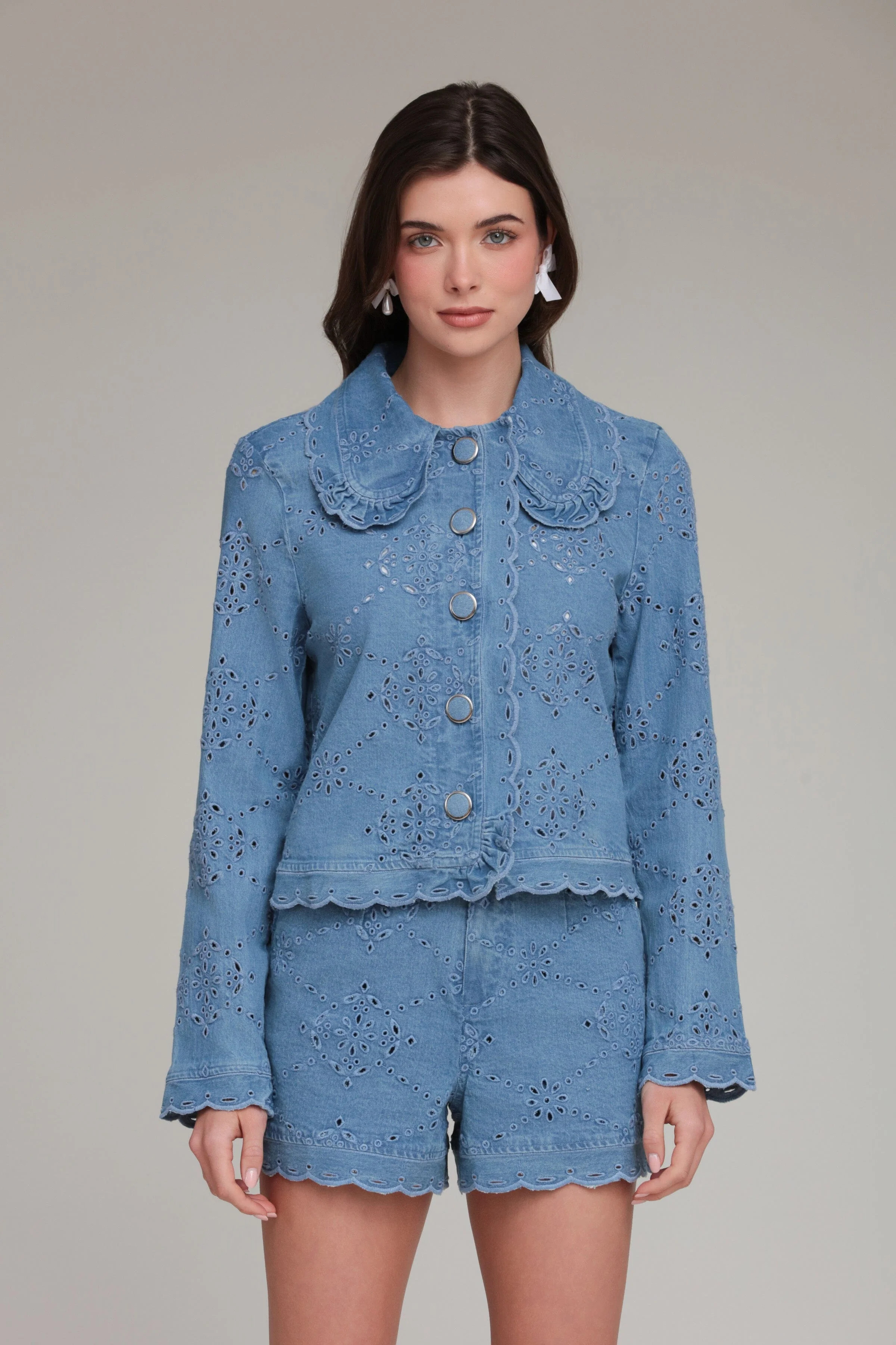 Embroidered Cotton Chambray Lady Jacket | Avec Les Filles
