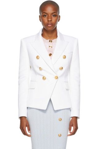White Jersey 6-Button Blazer | SSENSE