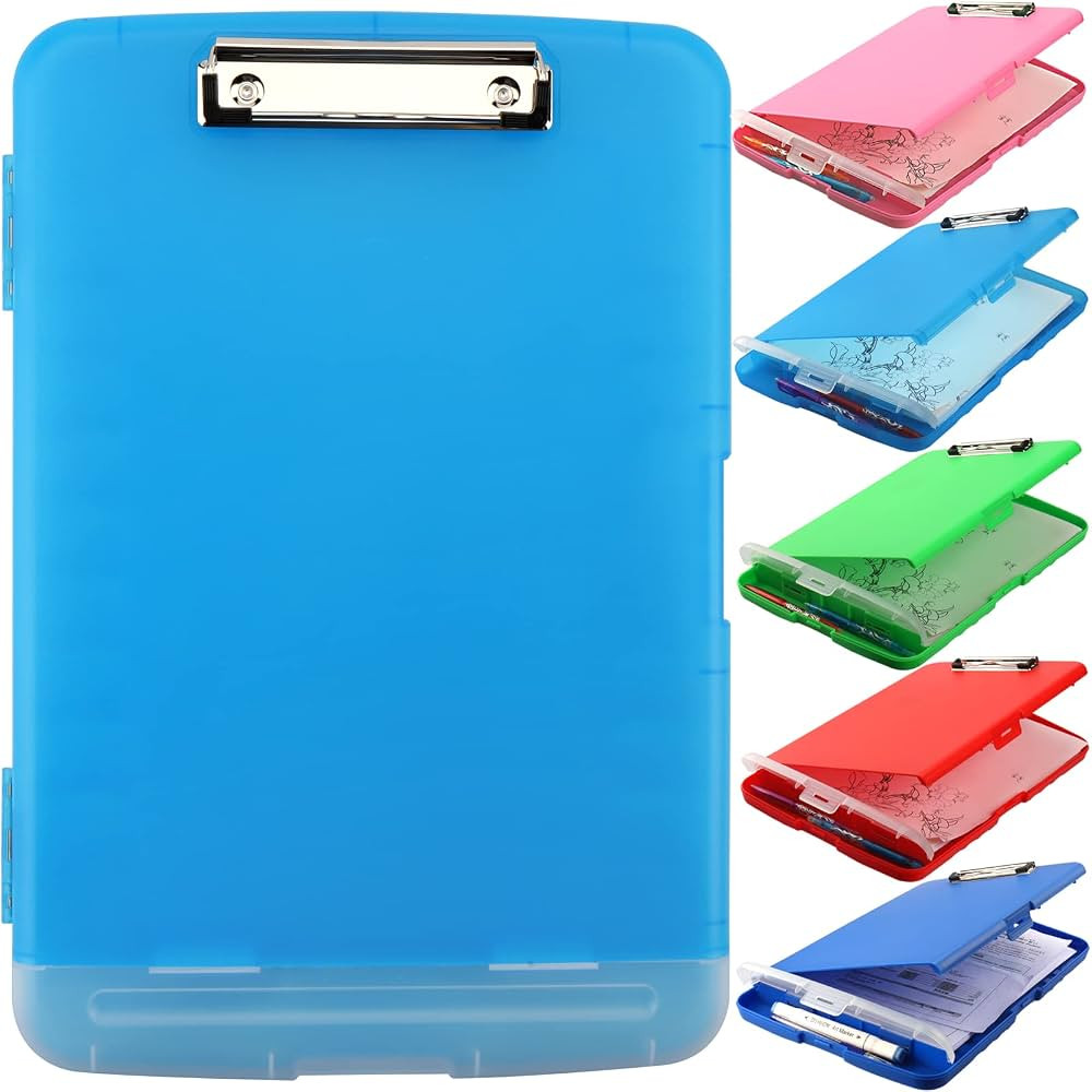 Clipboard with Storage, Side Open Nursing Clipboard Foldable Storage, Plastic Clipboard with Low ... | Amazon (US)