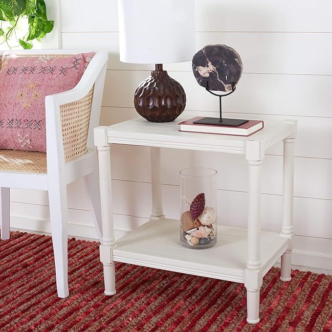 Safavieh Home Collection Rafiki Distressed White Rectangle Bottom Shelf Accent Table ACC5710A, 22... | Amazon (US)