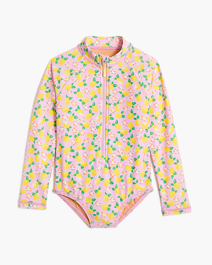 Girls' lemon rash guard swimsuit | J.Crew Factory