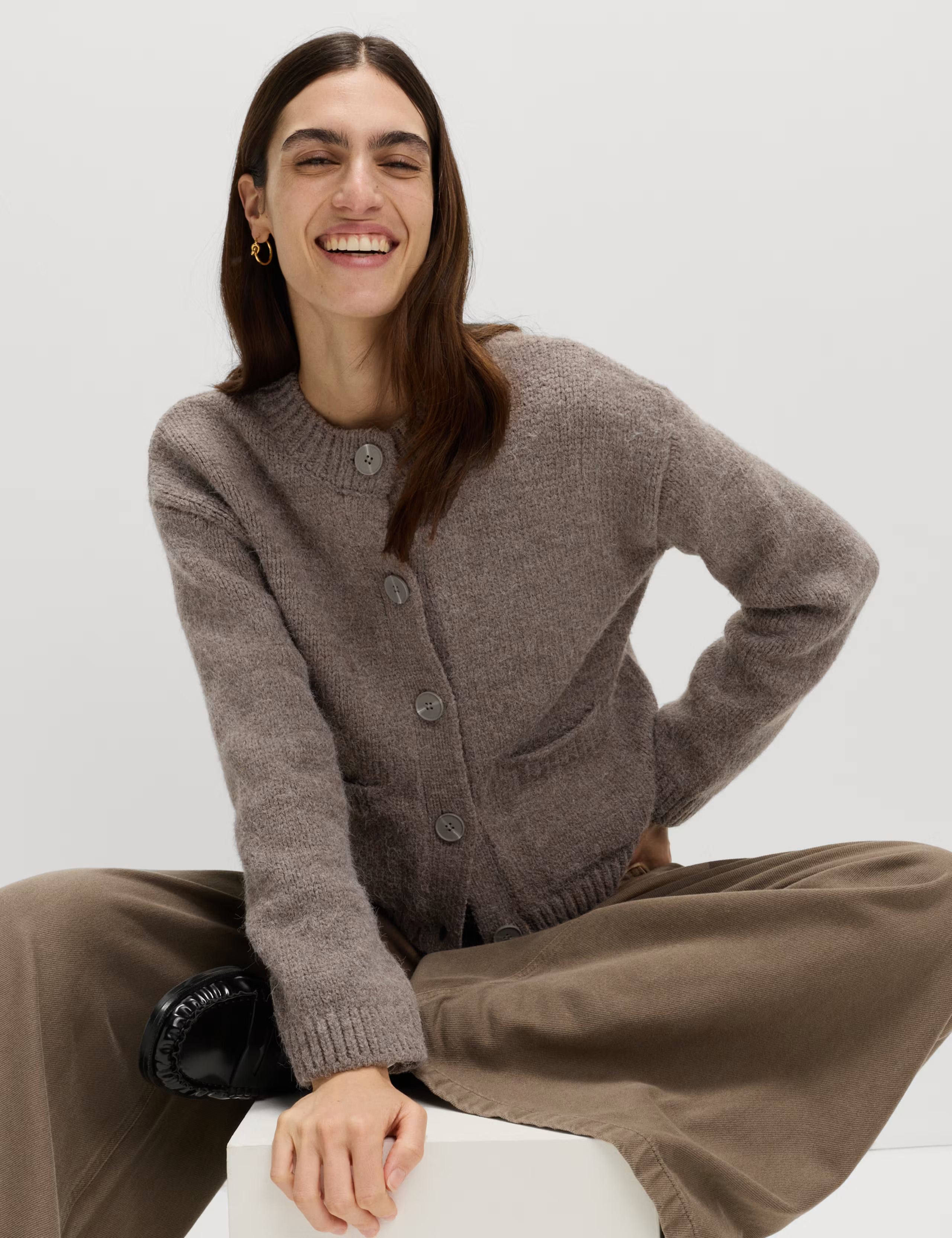 Crew Neck Pocket Detail Cardigan | Marks & Spencer (UK)