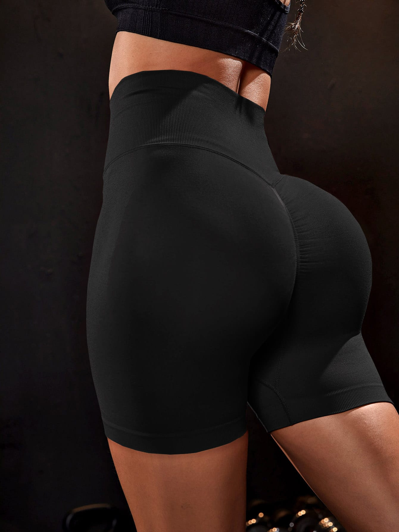 Yoga Basic Seamless Wide Waistband Scrunch Butt Sports Shorts | SHEIN